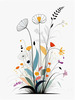 Tranquil Minimalist Nature Art of Serene Wildflowers