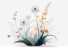 Tranquil Minimalist Nature Art of Serene Wildflowers