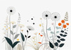 Tranquil Minimalist Nature Art of Serene Wildflowers