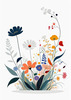 Tranquil Minimalist Nature Art of Serene Wildflowers