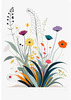 Tranquil Minimalist Nature Art of Serene Wildflowers