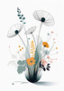 Tranquil Minimalist Nature Art of Serene Wildflowers