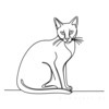 Minimalist Line Art of Elegant Siamese Cat Stretching