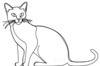 Minimalist Line Art of Elegant Siamese Cat Stretching