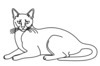 Minimalist Line Art of Elegant Siamese Cat Stretching