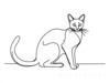 Minimalist Line Art of Elegant Siamese Cat Stretching