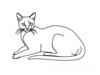 Minimalist Line Art of Elegant Siamese Cat Stretching