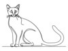 Minimalist Line Art of Elegant Siamese Cat Stretching