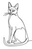 Minimalist Line Art of Elegant Siamese Cat Stretching