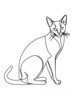 Minimalist Line Art of Elegant Siamese Cat Stretching