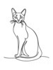 Minimalist Line Art of Elegant Siamese Cat Stretching