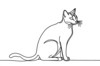 Minimalist Line Art of Elegant Siamese Cat Stretching