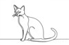 Minimalist Line Art of Elegant Siamese Cat Stretching