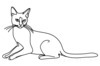 Minimalist Line Art of Elegant Siamese Cat Stretching