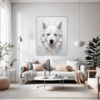 Siberian Husky Abstraction Living Room Demo