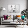 Siberian Husky Abstraction Living Room Demo