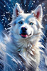 Abstract Siberian Husky Art Print with Piercing Icy Blue Eyes and Snow Patterns
