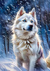 Abstract Siberian Husky Art Print with Piercing Icy Blue Eyes and Snow Patterns