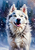 Abstract Siberian Husky Art Print with Piercing Icy Blue Eyes and Snow Patterns