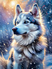 Abstract Siberian Husky Art Print with Piercing Icy Blue Eyes and Snow Patterns