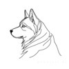 Minimalist Line Art of Siberian Husky Profile With Snowy Backdrop