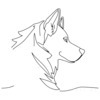 Minimalist Line Art of Siberian Husky Profile With Snowy Backdrop