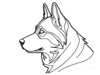 Minimalist Line Art of Siberian Husky Staring into Distance with Snow