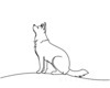 Minimalist Line Art of Siberian Husky Staring into Distance with Snow
