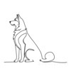 Minimalist Line Art of Siberian Husky Staring into Distance with Snow