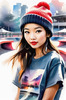 Printable Art of Skater Girl with Beanie at Skatepark