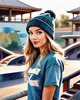 Printable Art of Skater Girl with Beanie at Skatepark