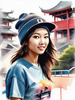 Printable Art of Skater Girl with Beanie at Skatepark
