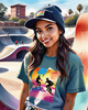 Printable Art of Skater Girl with Beanie at Skatepark