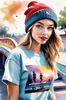 Printable Art of Skater Girl with Beanie at Skatepark