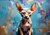 Expressive Art Sphynx Cat in Shimmering Tones Print