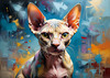 Expressive Art Sphynx Cat in Shimmering Tones Print