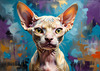 Expressive Art Sphynx Cat in Shimmering Tones Print