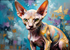 Expressive Art Sphynx Cat in Shimmering Tones Print