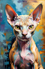 Expressive Art Sphynx Cat in Shimmering Tones Print