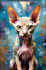 Expressive Art Sphynx Cat in Shimmering Tones Print