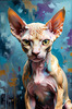 Expressive Art Sphynx Cat in Shimmering Tones Print
