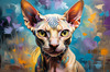 Expressive Art Sphynx Cat in Shimmering Tones Print