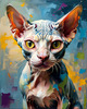 Expressive Art Sphynx Cat in Shimmering Tones Print