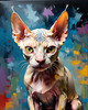 Expressive Art Sphynx Cat in Shimmering Tones Print