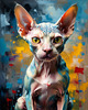 Expressive Art Sphynx Cat in Shimmering Tones Print