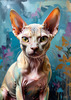 Expressive Art Sphynx Cat in Shimmering Tones Print