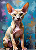 Expressive Art Sphynx Cat in Shimmering Tones Print