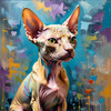 Expressive Art Sphynx Cat in Shimmering Tones Print