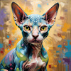 Expressive Art Sphynx Cat in Shimmering Tones Print