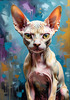 Expressive Art Sphynx Cat in Shimmering Tones Print